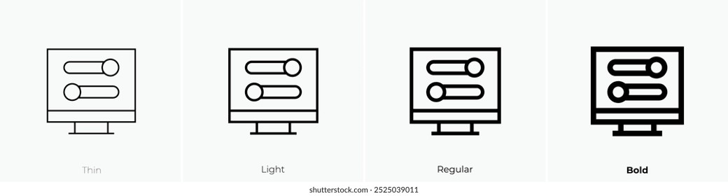 setup icon. Thin, Light Regular And Bold style design isolated on white background