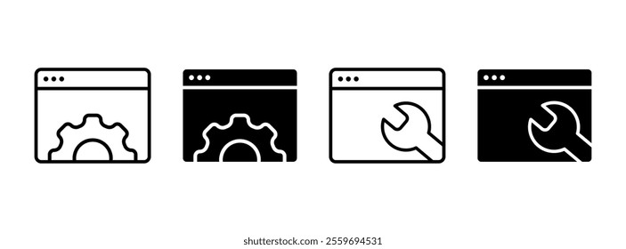 Setup icon vector set. Browser setting symbol