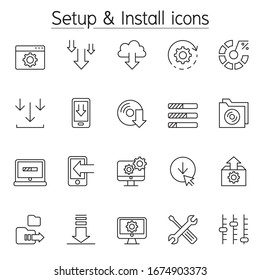 Setup & Install Icon In Thin Line Style