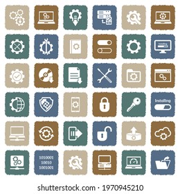 Setup, Installation And Configuration Icons. Grunge Color Flat Design. Vector Illustration.