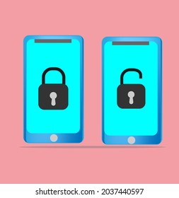Setup to the lock and unlock the phone in vector model