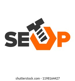 Setup logo. Bolt and nut. Vector illustration.