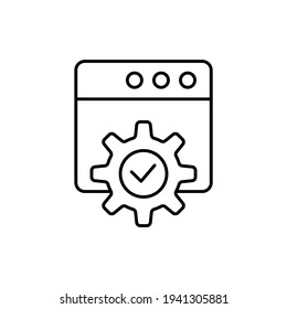 Setup Product ready  icon  in flat black line style, isolated on white background 