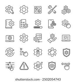 Setup and setting thin line icons collection. For website marketing design, logo, app, template, ui, etc. Vector illustration.