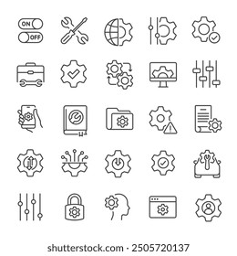 Setup and setting thin line icons collection. For website marketing design, logo, app, template, ui, etc. Vector illustration.