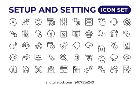 Setup and setting thin line icons.Outline icon collection.
