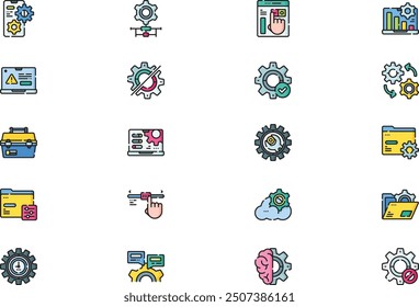 Setup and settings icons collection is a vector illustration with editable stroke.