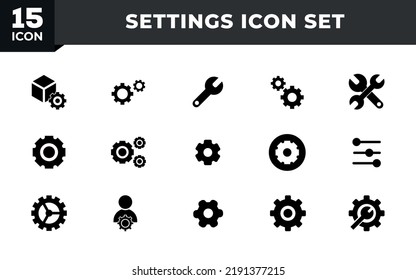 Setup and Settings Icons Set. Collection of simple linear web icons such Installation, Settings, Options, Download, Update, Gears and others and others. Editable vector stroke.
