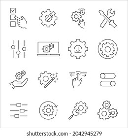 Setup and Settings icons set. Setup and Settings pack symbol vector elements for infographic web