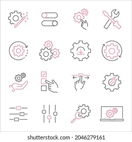 Setup and Settings icons set. Setup and Settings pack symbol vector elements for infographic web