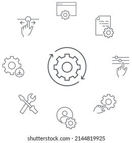 Setup and Settings icons set . Setup and Settings pack symbol vector elements for infographic web