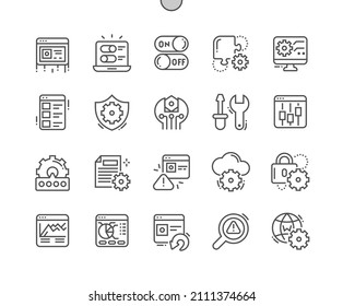 Setup And Settings. Settings On Computer. Customization Tools. Memory Monitoring App. Internet Setup. Pixel Perfect Vector Thin Line Icons. Simple Minimal Pictogram