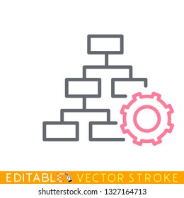 Setup srtucture icon. White background. Easy changing vector with editable strokes.