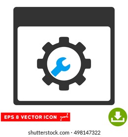 Setup Tools Calendar Page icon. Vector EPS illustration style is flat iconic bicolor symbol, blue and gray colors.