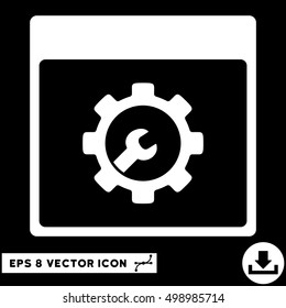 Setup Tools Calendar Page icon. Vector EPS illustration style is flat iconic symbol, white color.
