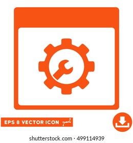 Setup Tools Calendar Page icon. Vector EPS illustration style is flat iconic symbol, orange color.