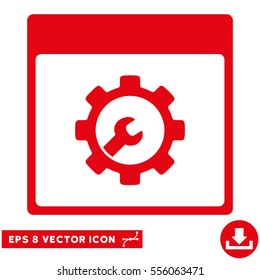 Setup Tools Calendar Page icon. Vector EPS illustration style is flat iconic symbol, red color.