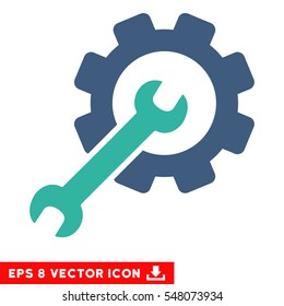 Setup Tools EPS vector icon. Illustration style is flat iconic bicolor cobalt and cyan symbol on white background.