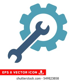 Setup Tools EPS vector pictograph. Illustration style is flat iconic bicolor cyan and blue symbol on white background.