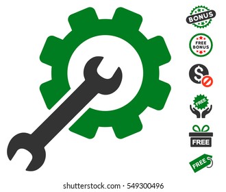 Setup Tools pictograph with free bonus pictograph collection. Vector illustration style is flat iconic symbols, green and gray colors, white background.