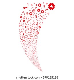 Setup Tools random fireworks stream. Vector illustration style is flat red iconic symbols on a white background. Object fountain created from scattered pictographs.