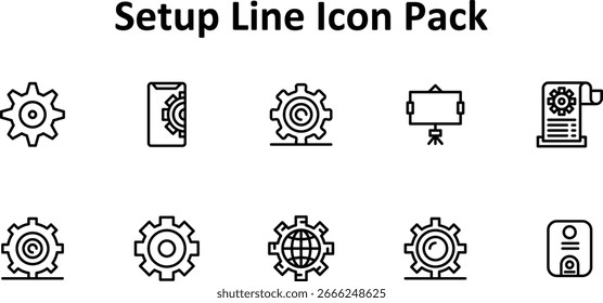 Setup Vector Icons - 10 in Thin Line Format