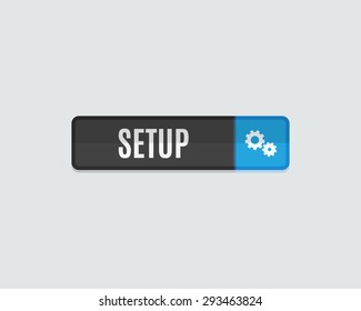 Setup web button, gear icon. Modern flat design website icon and design element
