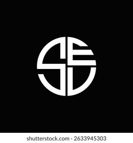 SEV logo SEV icono SEV monograma SEV letra minimalista Círculo plano Diseño de logotipo abstracto moderno único.
