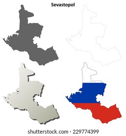 Sevastopol blank outline map set - Russian version
