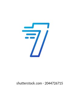 siete 7 números guión rápido rápido marca digital línea contorno rápido logotipo icono vectorial