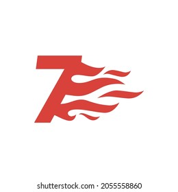 seven 7 number fire flame hot logo vector icon illustration