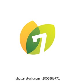 seven 7 number leaf overlapping color logo vector icon illustration
