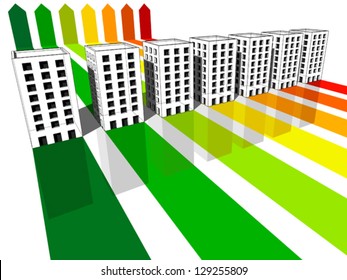 seven apartment houses/office buildings certified in seven energetic classes