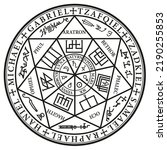 Seven Archangels Seals symbol diagram isolated on white background.