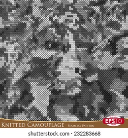 Seven basic colours military decorative knitted camouflage with high detail made fabric texture. Vector seamless pattern.