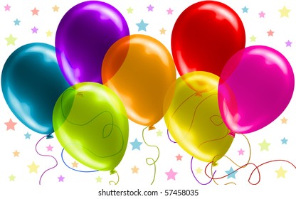 Seven Beautiful Party Balloons, no transparency version in my gallery