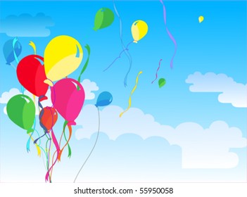 Seven Beautiful Party Balloons Vector