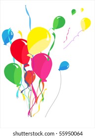Seven Beautiful Party Balloons Vector isolated over background