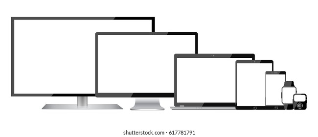 Seven black communication electronic devices - for stock