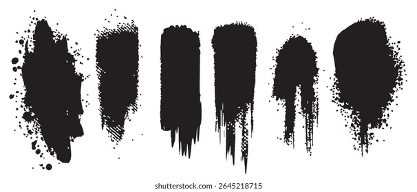Siete texturas de salpicaduras de tinta negra para proyectos de diseño.