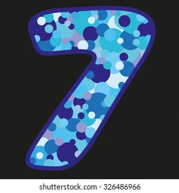seven blue button on black background