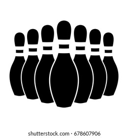 Seven Bowling Pins in a Row Vector Illustration Isolated - Strike!