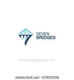 Seven Bridges logo design template. creative sign. Universal vector icon. - Vector