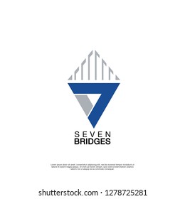 Seven Bridges logo design template. creative sign. Universal vector icon. - Vector