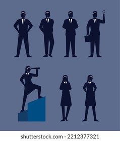 seven business persons paper art