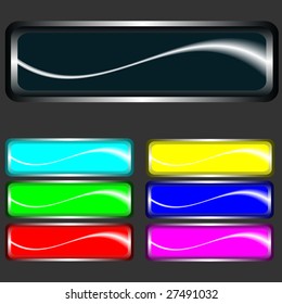 Seven buttons with a white wave. Vector. Without mesh.