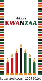 Seven candles burning for kwanzaa celebration greeting card