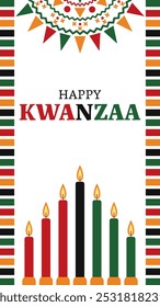 Sete velas acesas para o cartão comemorativo do kwanzaa