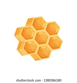 Seven cells of honeycomb full of honey. Vector illustration on white background.