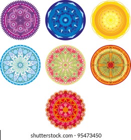 seven chakra colored circle with ornament